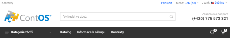 Obr. 2 - Kontaktní údaje v záhlaví e-shopu.
